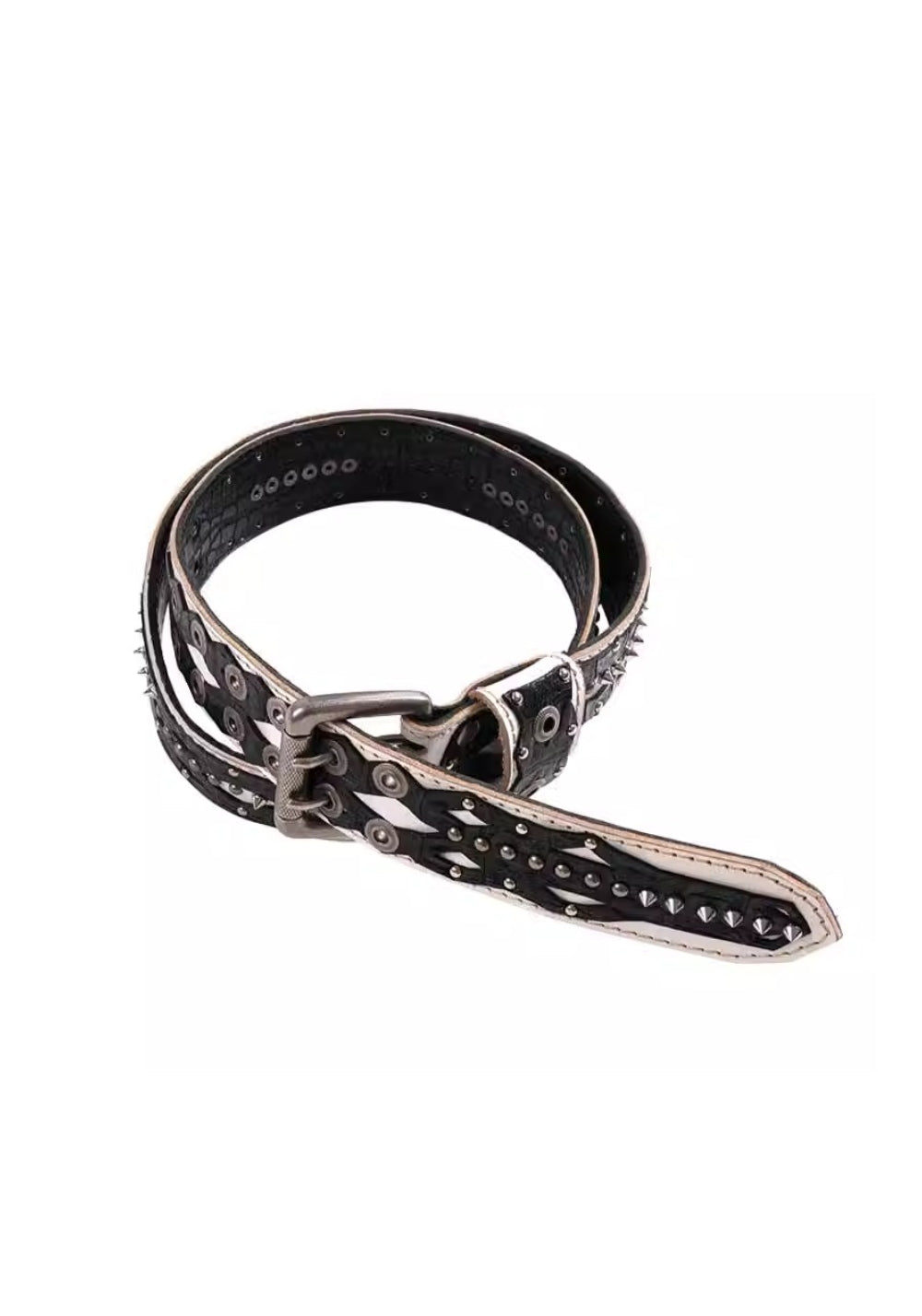 DND4DES丨Croc-Pattern Studded Belt - PSYLOS 1, DND4DES丨Croc-Pattern Studded Belt, Belt, DND4DES•JAPAN, PSYLOS 1